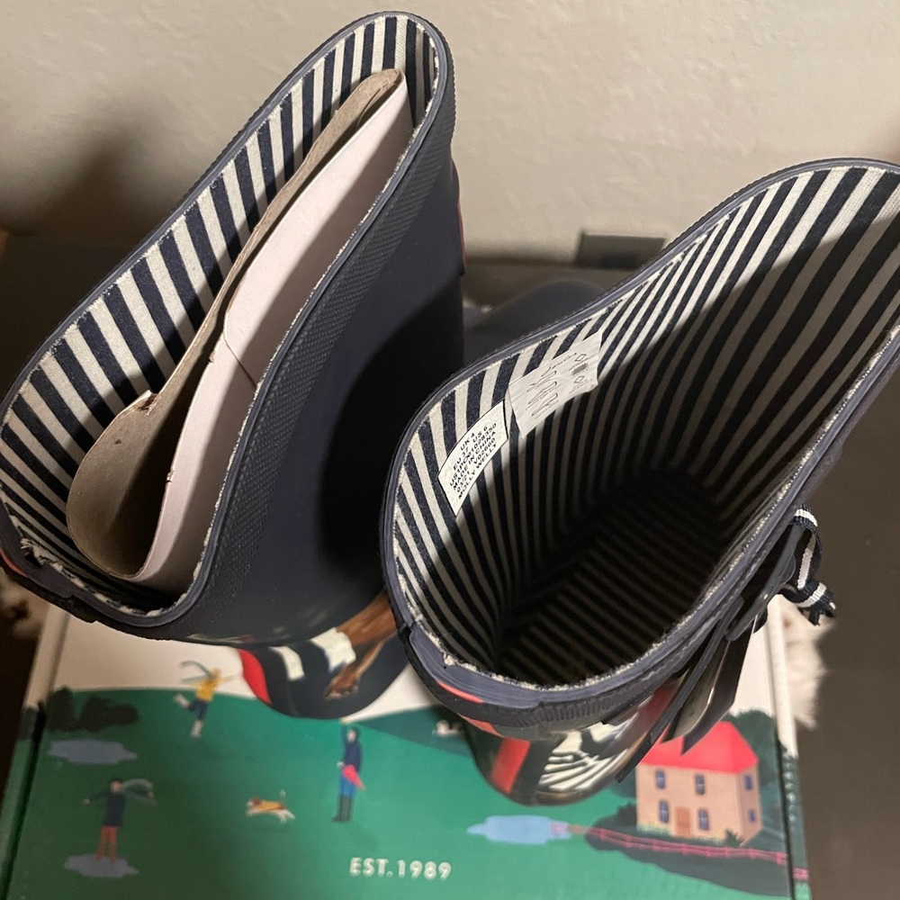 Joules Black Rain Boots with Dachshund Print - Picture 4 of 9